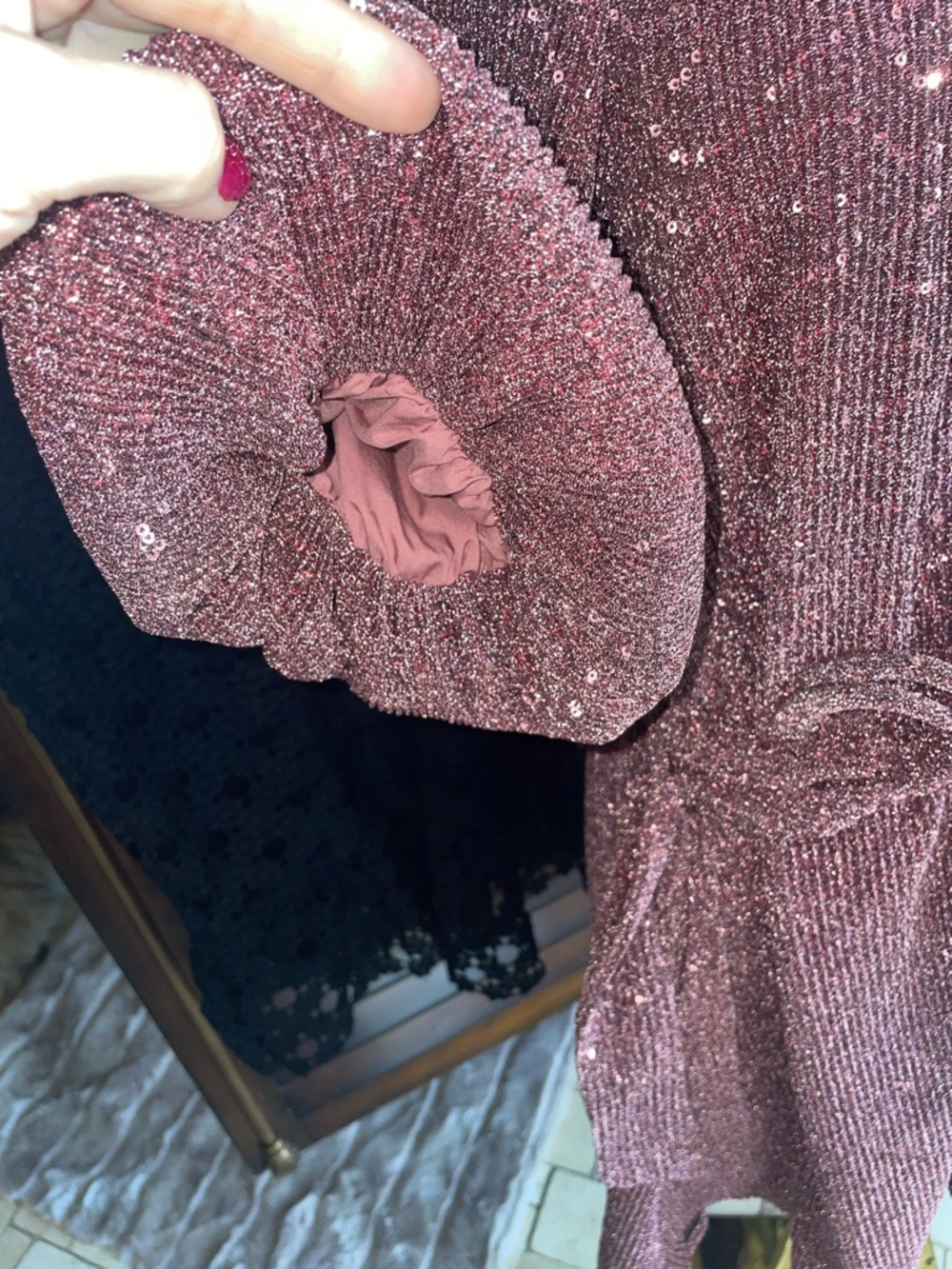 CIEBON Metallic Knit Nordstrom Sparkling Rose Pink Sequin Dress Medium Current - Picture 8 of 13